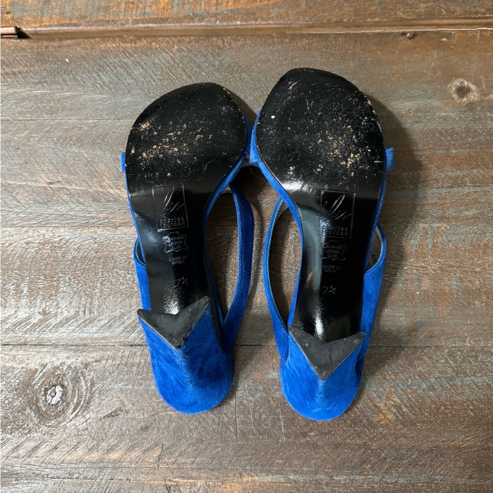 Charles Jourdan Vibrant Blue Suede Heels - Picture 7 of 8
